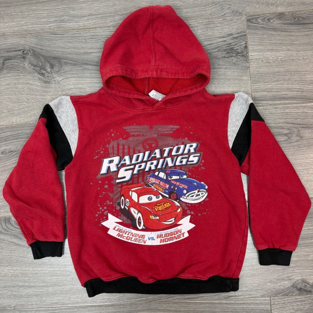Disney Pixar Cars Lightning McQueen Radiator Springs Red Hoodie Kids Size 7
